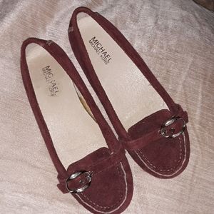 MICHAEL KORS RORY MAROON/CRANBERRY SUEDE MOCASSINS